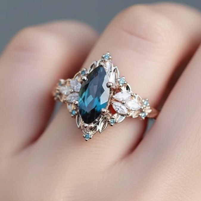 Blue Crystalline Exotic Ring